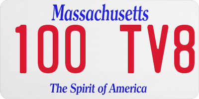 MA license plate 100TV8
