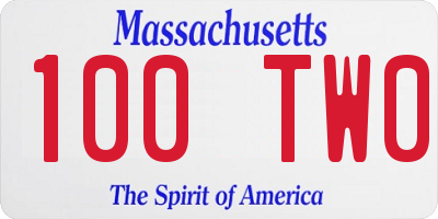 MA license plate 100TW0