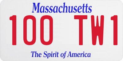 MA license plate 100TW1