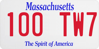 MA license plate 100TW7