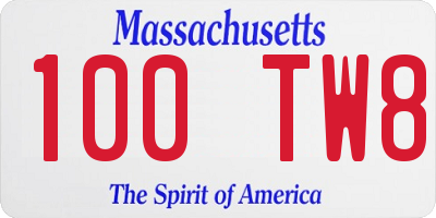 MA license plate 100TW8