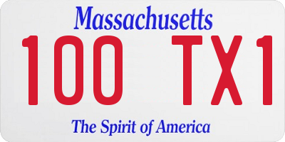 MA license plate 100TX1