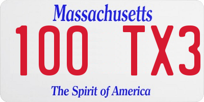 MA license plate 100TX3