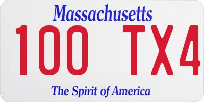 MA license plate 100TX4