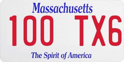 MA license plate 100TX6