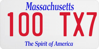 MA license plate 100TX7