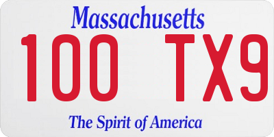 MA license plate 100TX9