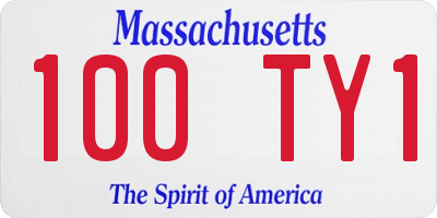 MA license plate 100TY1