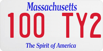 MA license plate 100TY2