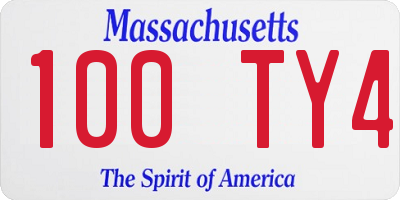 MA license plate 100TY4