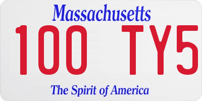 MA license plate 100TY5