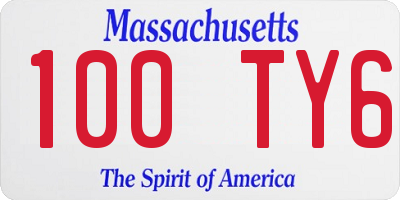 MA license plate 100TY6