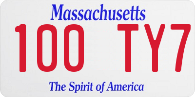 MA license plate 100TY7