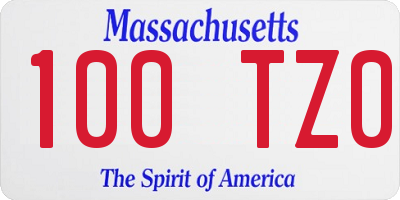 MA license plate 100TZ0