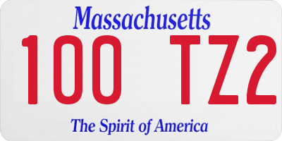 MA license plate 100TZ2