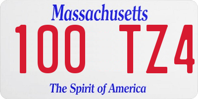 MA license plate 100TZ4