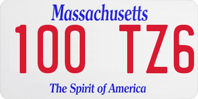 MA license plate 100TZ6