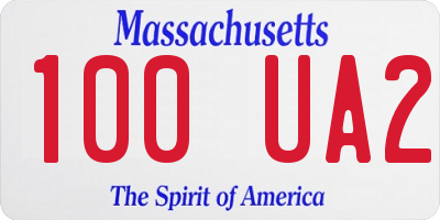 MA license plate 100UA2