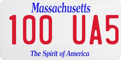 MA license plate 100UA5