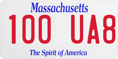 MA license plate 100UA8