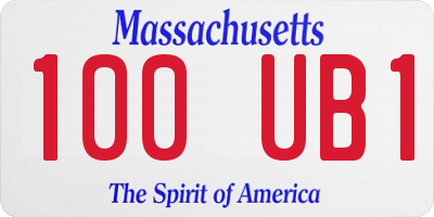MA license plate 100UB1