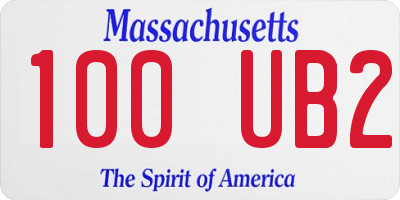 MA license plate 100UB2