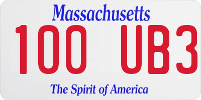 MA license plate 100UB3