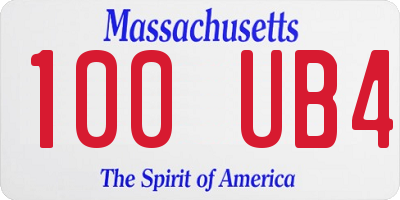 MA license plate 100UB4