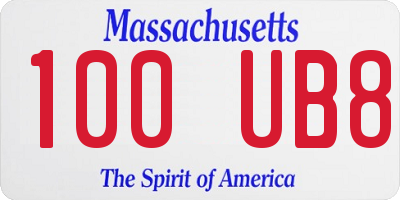 MA license plate 100UB8