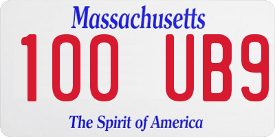 MA license plate 100UB9