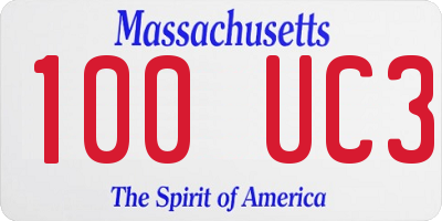 MA license plate 100UC3