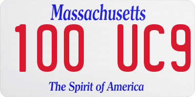 MA license plate 100UC9