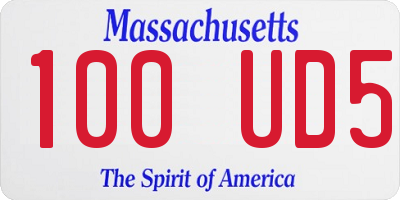 MA license plate 100UD5