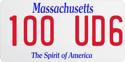 MA license plate 100UD6