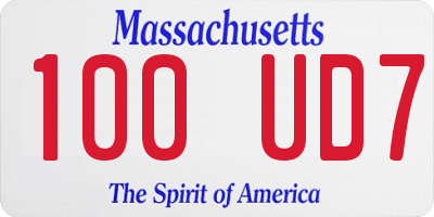 MA license plate 100UD7
