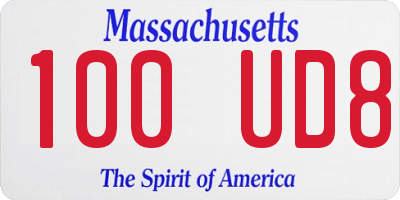 MA license plate 100UD8