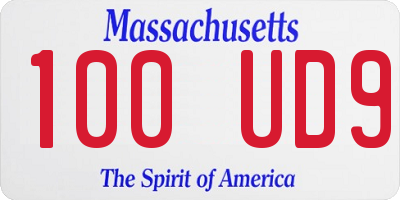 MA license plate 100UD9