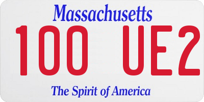 MA license plate 100UE2