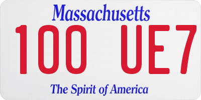 MA license plate 100UE7