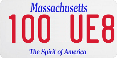 MA license plate 100UE8