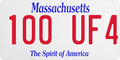 MA license plate 100UF4