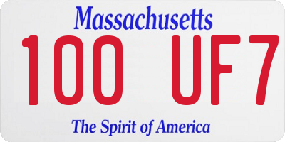 MA license plate 100UF7