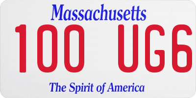 MA license plate 100UG6