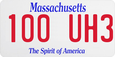 MA license plate 100UH3