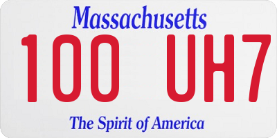 MA license plate 100UH7