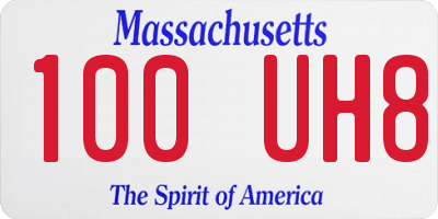 MA license plate 100UH8