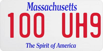 MA license plate 100UH9