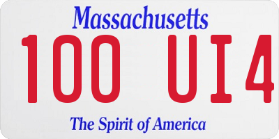 MA license plate 100UI4