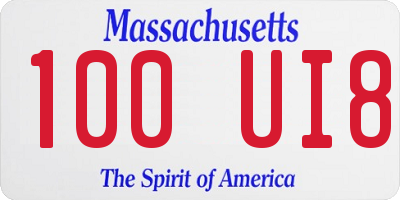 MA license plate 100UI8