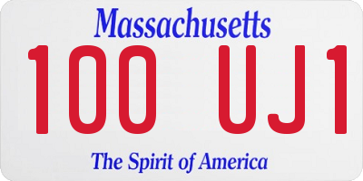 MA license plate 100UJ1